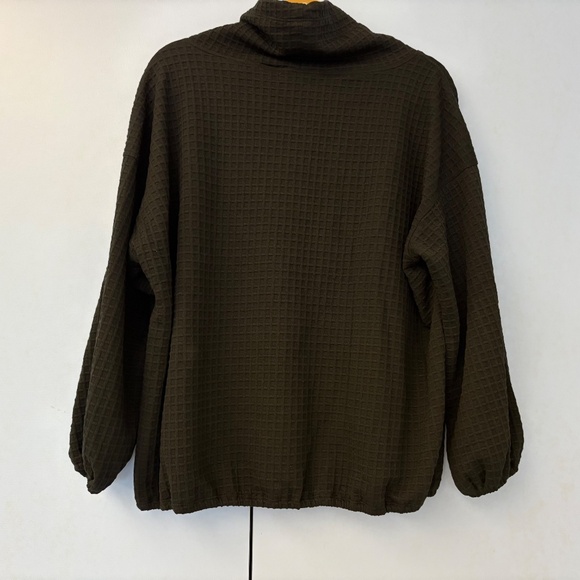 NWT Black Waffle Knit Funnel Cowl Neck Pullover Long Sleeve Size 1X - Picture 4 of 7